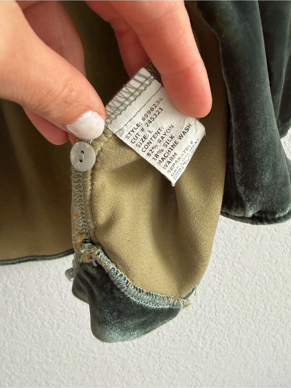 Cut Loose Green Easy Silk Blend Velvet Shirt Size Large Lagenlook - Picture 3 of 5